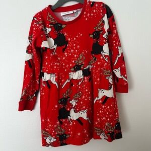 Mini Rodini Red Reindeer Long Sleeve Dress